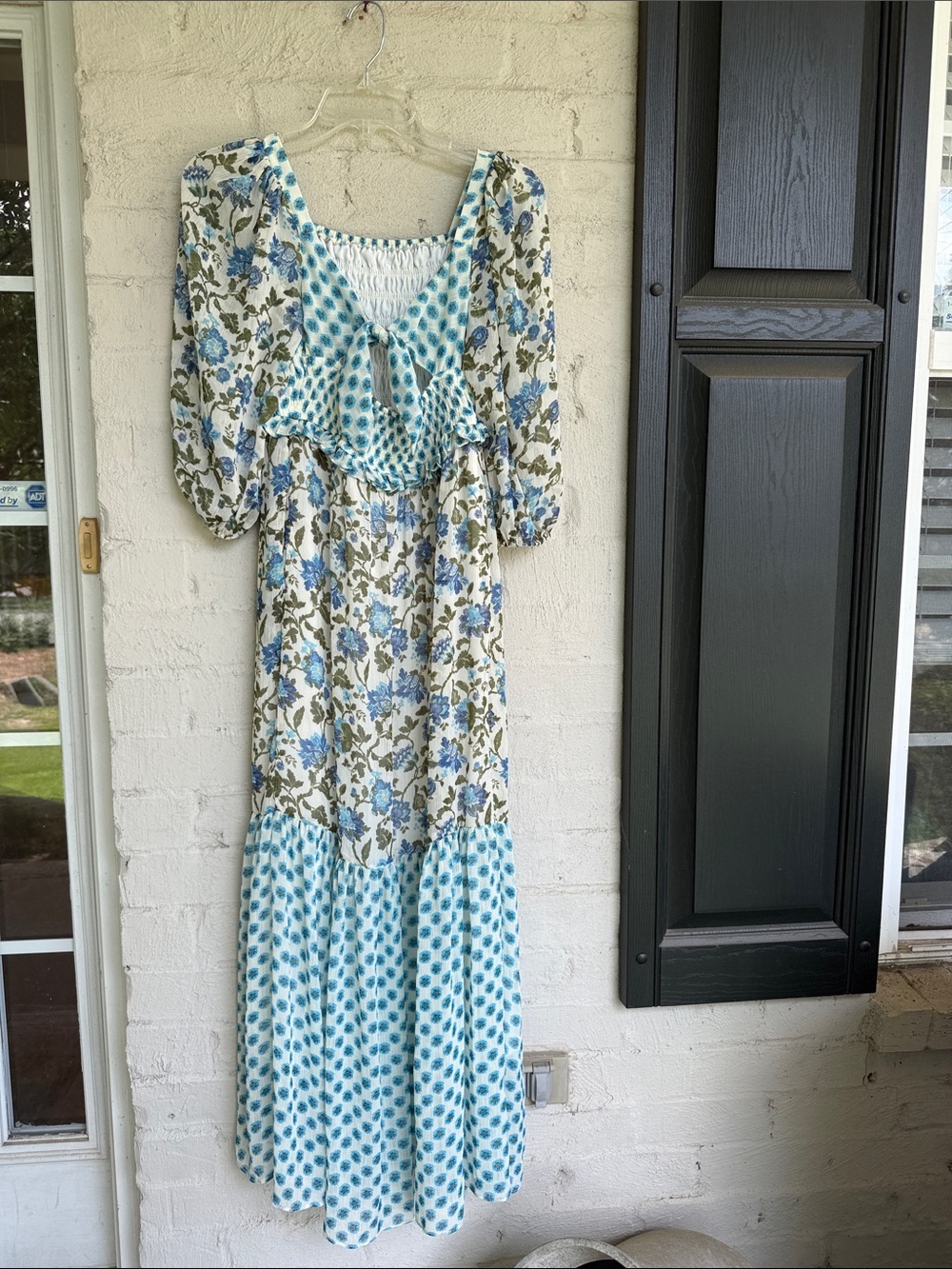 Taylor Tie-Back Maxi Dress in Mixed Blue Floral Prints Size 2 - Picture 7 of 15